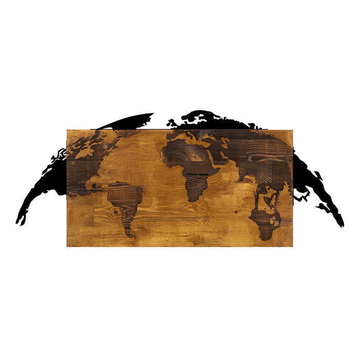Wallity World Map - Escultura de pared de madera y metal en Nogal y Negro Wallity World Map - Escultura de pared de madera y metal en Nogal y Negro